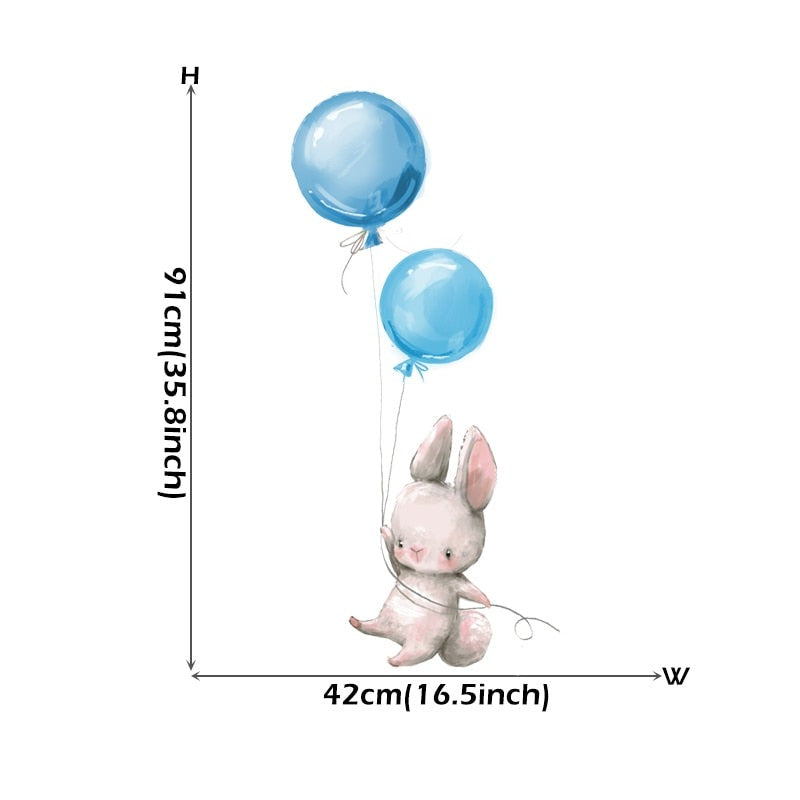 Pink Balloon Cloud Bunnies Vinyl Wall Decals Removable PVC Stickers For Nursery Room Decor Kindergarten Creative DIY Home Children's Room Decor