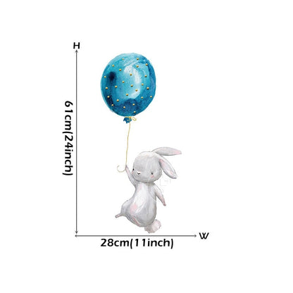 Star Swing Bunny Balloon Wall Decals Removable PVC Vinyl Wall Stickers For Children's Room Nursery Decor Creative DIY Kid's Room Wall Decoration