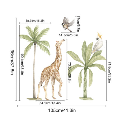 Big Safari Scene Tropical Animals Nursery Wall Mural Removable Vinyl PVC Wall Decals Stickers For Kid's Room Wall Decor Creative DIY Home Decoration