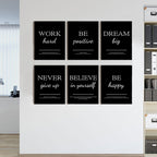 Work Hard Dream Big Never Give Up Inspirational Quotations Wall Art Canvas Prints Black White Stylish Motivational Posters For Home Office