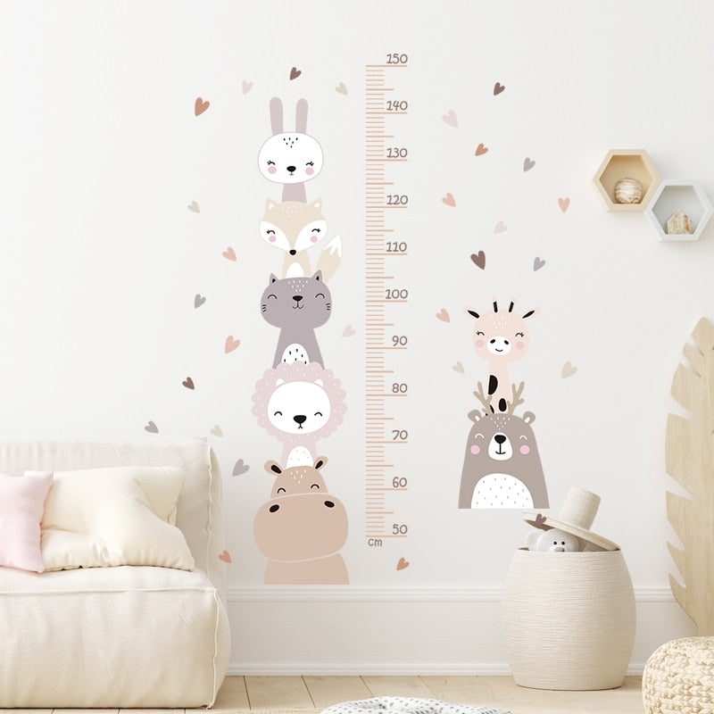 Baby Height Measure Ruler With Cute Cartoon Print Wooden Kids