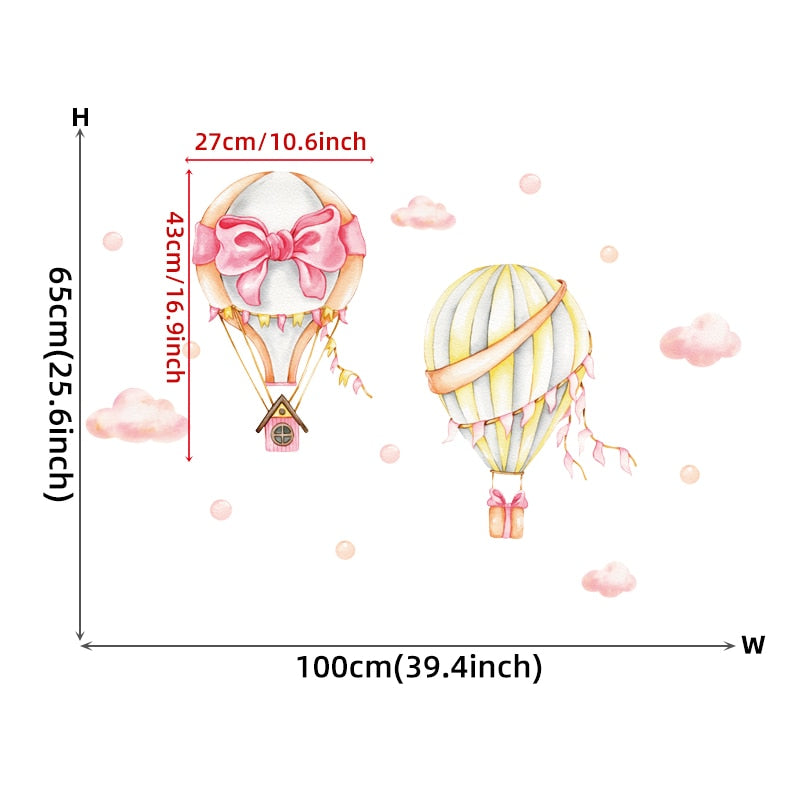 Pink Butterfly Balloon Nursery Wall Mural Removable Vinyl PVC Wall Stickers Decals For Baby's Bedroom Creative DIY Home Decor