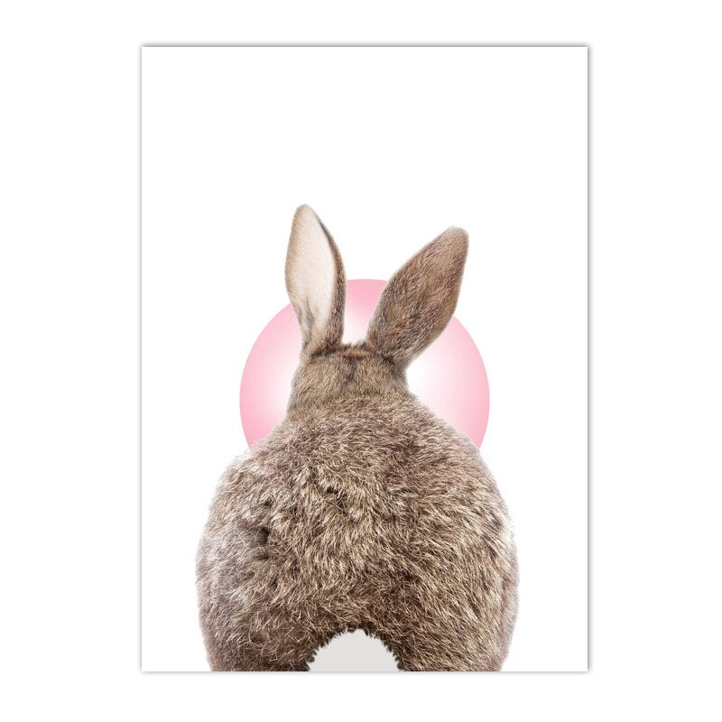 Baby Bunny Pink Bubble Gum Cute Animals Nursery Wall Art Fine Art Canvas Prints Pop Art Rabbit Pictures For Baby's Room Wall Decoration