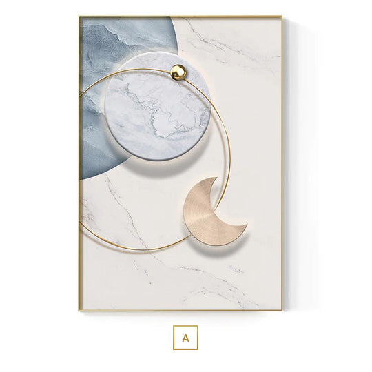 Sky Blue Circle Of Light Nordic Wall Art Fine Art Canvas Prints Modern Surreal Abstract Pictures For Bedroom Living Room Kids Room Wall Decor
