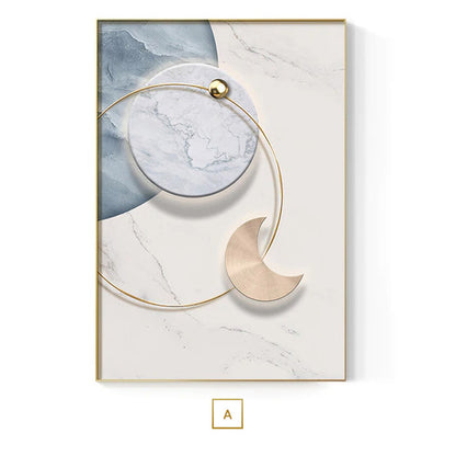 Sky Blue Circle Of Light Nordic Wall Art Fine Art Canvas Prints Modern Surreal Abstract Pictures For Bedroom Living Room Kids Room Wall Decor