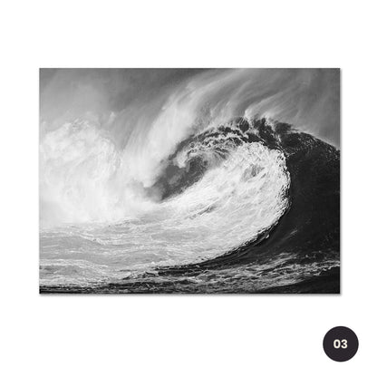 Tropical Surf Beach Ocean Seascape Wall Art Fine Art Canvas Prints Black White Gallery Wall Lifestyle Pictures For Minimalist Living Room Bedroom Decor
