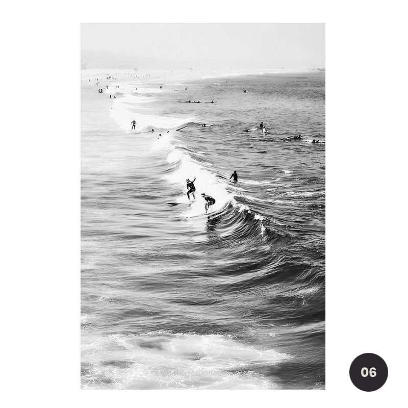 Tropical Surf Beach Ocean Seascape Wall Art Fine Art Canvas Prints Black White Gallery Wall Lifestyle Pictures For Minimalist Living Room Bedroom Decor