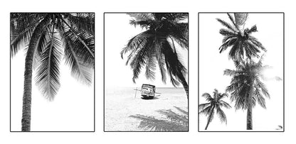 Tropical Island Palm Trees Deserted Beach Landscape Wall Art Fine Art Canvas Prints Black White Inspirational Posters For Living Room Bedroom Wall Art Decor
