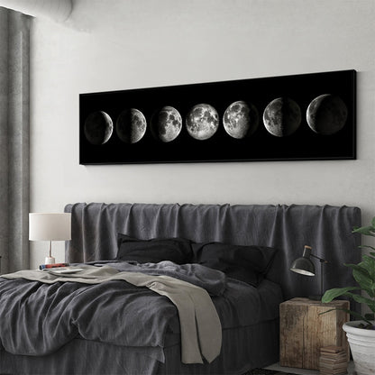 Moon Phases Wide Format Black White Wall Art Fine Art Canvas Prints Pictures For Bedroom Above The Bed Living Room Decor