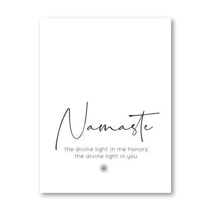 Namaste Quote Simple Minimalist Lifestyle Wall Art Fine Art Canvas Prints Black White Quotation Poster Inspirational Pictures For Bedroom