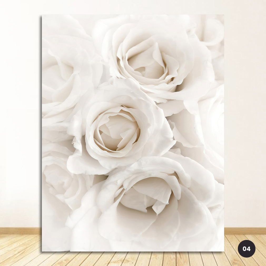 White Rose Floral Wall Art Fine Art Canvas Prints Peonies Pictures For Luxury Living Room Bedroom Modern Home Interior Design Wall Decor