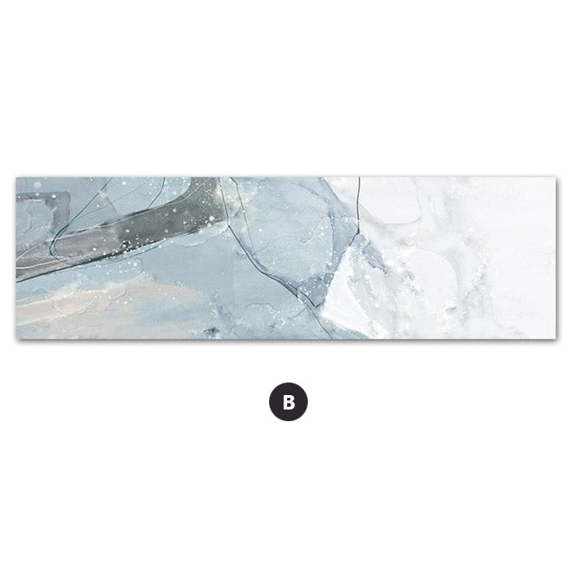 Wide Format Abstract Wall Art Marble Effect Gray Blue Black Fine Art Canvas Prints Pictures For Above Bed Bedroom Decor Modern Painting For Above Sofa