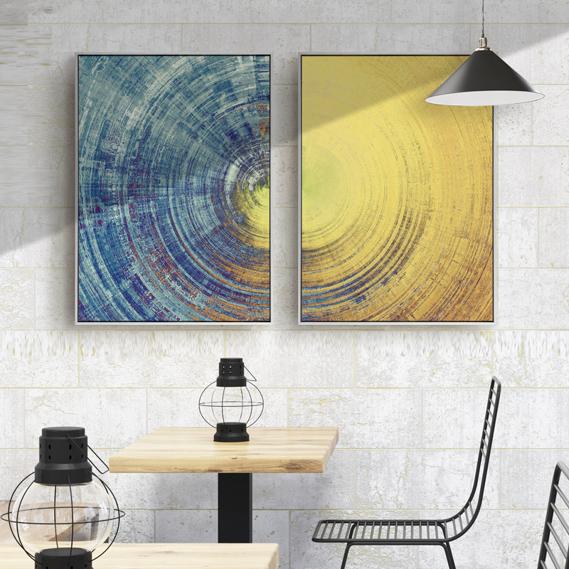Yellow Meets Blue Contemporary Wall Art Fine Art Canvas Prints Abstract Circle Pictures For Office Interiors Living Room Modern Home Wall Art Decor