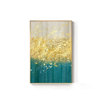 Golden Splash Abstract Wall Art Blue Jade Gold Fine Art Canvas Prints Contemporary Pictures For Modern Home Living Room Wall Decor