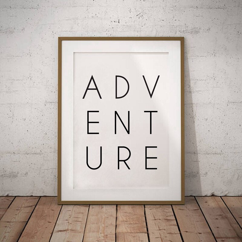 Adventure Poster Wall Art Typographic Word Art Fine Art Canvas Print Minimalist Inspirational Picture For Living Room Nordic Bedroom Wall Decor