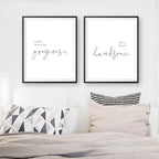 Minimalist Bedroom Quotes Typographic Wall Art Canvas Prints Good Morning Gorgeous Hello There Handsome Black and White Modern Nordic Poster