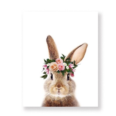 Cute Animals Cartoon Canvas Nursery Paintings Cute Bunny Rabbit Poster ...