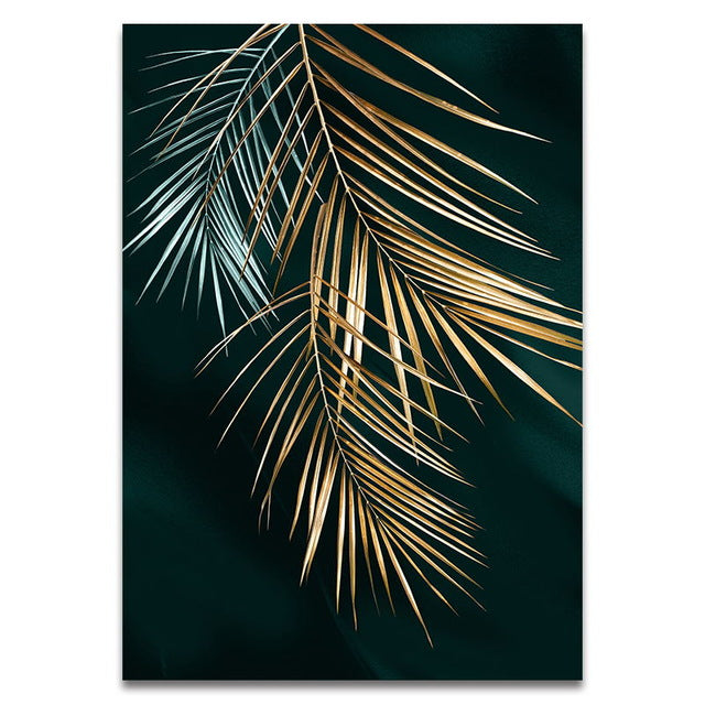 Golden Leaf Wall Art Minimalist Nordic Tropical Plants Fine Art Canvas Prints Luxury Pictures For Living Room Dining Room Modern Home Decor