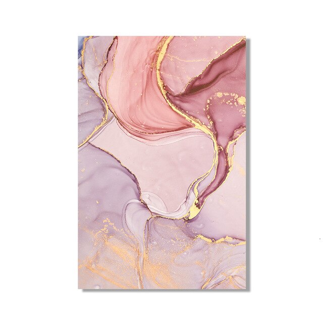 Pink Rose Gold Marble Wall Art Modern Elegant Fine Art Canvas Prints Nordic Style Contemporary Pictures For Living Room Bedroom Home Decor