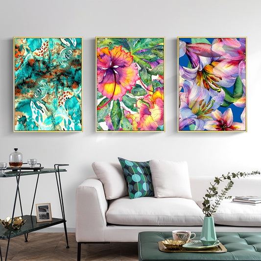 Abstract Floral Watercolor Wall Art Colorful Nordic Style Fine Art Canvas Prints Bright Pictures For Living Room Bedroom Modern Home Wall Decor