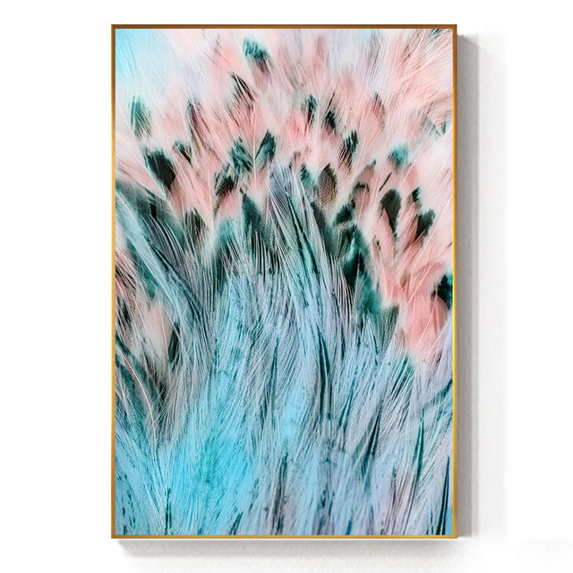 Tableau Déco Sur Toile Feathers Wildlife - Art Abstrait Multicolore - Plusieurs Tailles - Fait Main UK