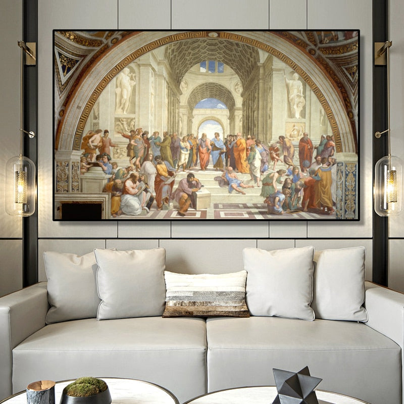 Famous Paintings Renaissance Art School Of Athens by Raphael Fine Art Canvas Print Classic Wall Art Picture For Living Room Bedroom Contemporary Home Decor