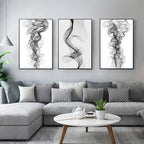 Abstract Vapor Trails Black And White Minimalist Wall Art Fine Art Canvas Prints Modern Pictures For Living Room Bedroom Home Office Interior Decor