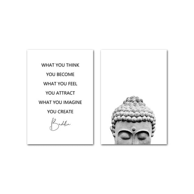 Zen Lifestyle Buddha Head Wall Art Fine Art Canvas Prints Minimalist Nordic Style Black White Living Room Bedroom Quotation Poster For Daily Inspiration