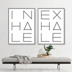 Inhale Exhale Poster Black & White Minimalist Meditation Breathe Wall Art Fine Art Canvas Prints Modern Typographic Wall Decor For Bedroom Yoga Studio Decor