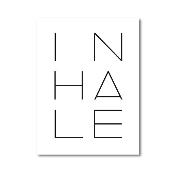 Inhale Exhale Poster Black & White Minimalist Meditation Breathe Wall Art Fine Art Canvas Prints Modern Typographic Wall Decor For Bedroom Yoga Studio Decor