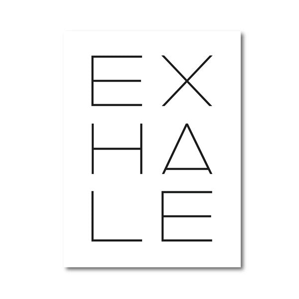 Inhale Exhale Poster Black & White Minimalist Meditation Breathe Wall Art Fine Art Canvas Prints Modern Typographic Wall Decor For Bedroom Yoga Studio Decor