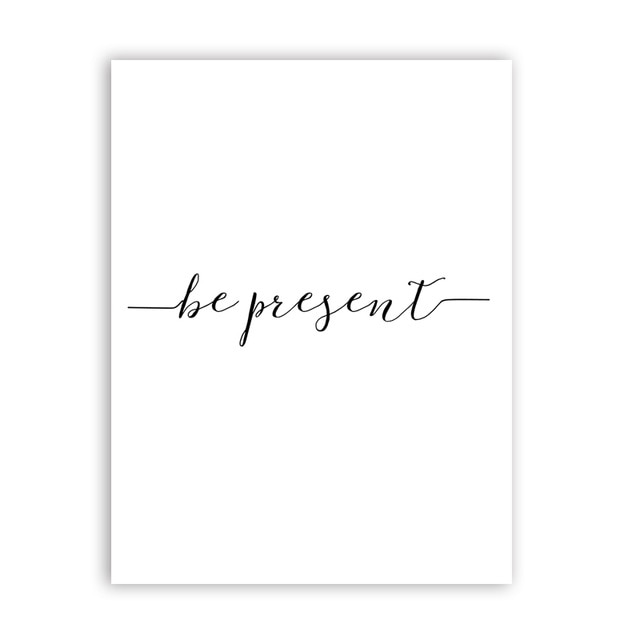 Be Present Yoga Meditation Poster Black And White Fine Art Canvas