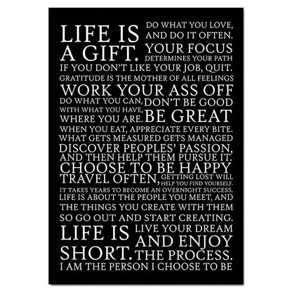 One Life Motivational Quote Poster Black and White Wall Art Fine Art Canvas Prints Inspirational Wall Decor For Office Living Room Bedroom Posters
