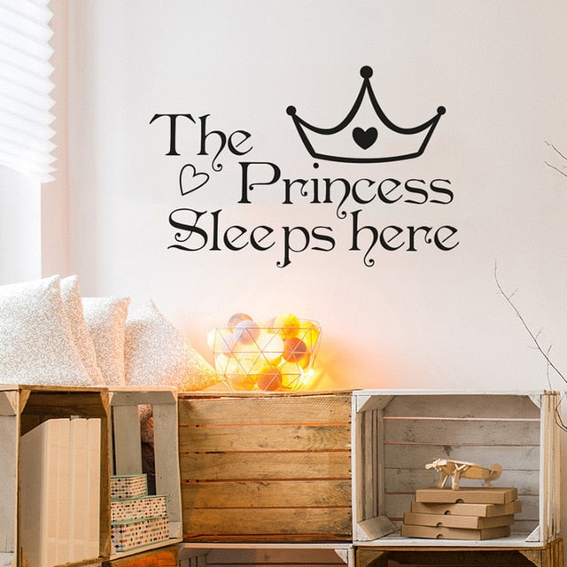 Baby Princess Signage Wall Decal For Girl's Room Removable PVC Vinyl Wall Mural For Baby Girl Bedroom Simple Creative DIY Decor Nordic Style Nursery Wall Decor