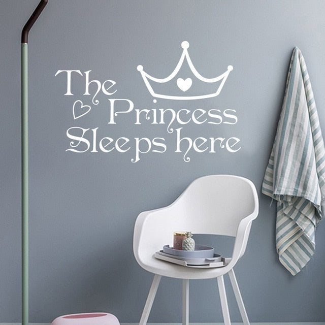 Baby Princess Signage Wall Decal For Girl's Room Removable PVC Vinyl Wall Mural For Baby Girl Bedroom Simple Creative DIY Decor Nordic Style Nursery Wall Decor