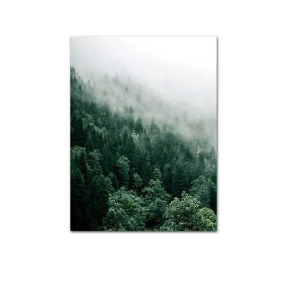 Misty Valley Green Forest Wall Art Mountain Wilderness Landscape Pictures Of Calm Fine Art Canvas Prints For Living Room Nordic Home Office Interior Decor