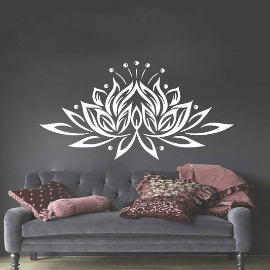 Lotus Flower Vinyl Wall Sticker For Yoga Studio Meditation Bedroom Art Decor For Living Room Removable Self Adhesive Sold Color Wall Decal Creative DIY Decor