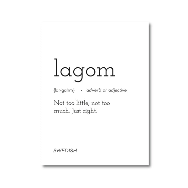 Hygge Lagom Definition Minimalist Nordic Wall Art Black White Fine Art Canvas Prints Swedish Danish Norwegian Lifestyle Quotes Posters For Modern Home Office