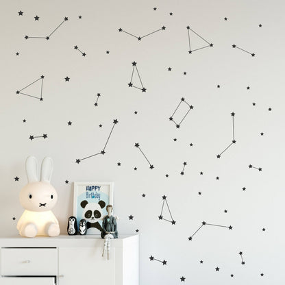 Minimalist Constellation Zodiac Wall Decals For Kids Bedroom Removable PVC Mural For Nursery Wall Creative Abstract Astronomy DIY Nursery Room Decoration