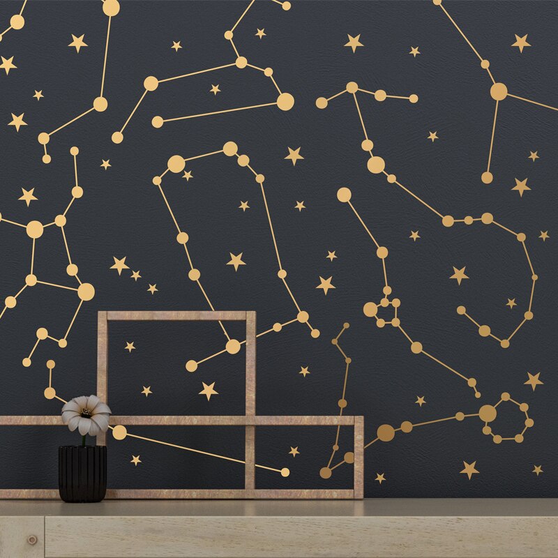 Zodiac Star Constellations PVC Wall Mural Removable Self Adhesive Solid Color PVC Wall Decal For Bedroom Living Room Kid's Bedroom Creative DIY Home Decor