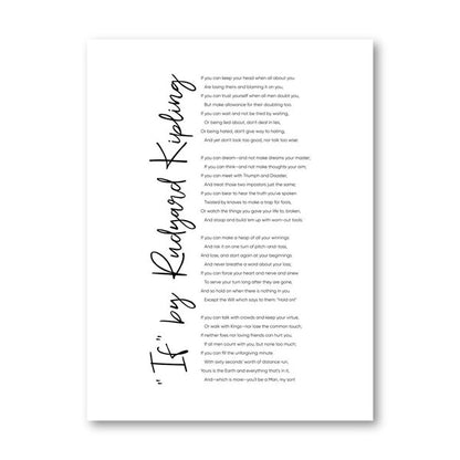 If By Rudyard Kipling Famous Poem Wall Art Black White Minimalist Fine Art Canvas Prints Literary Classics Posters Pictures For Home Office Living Room Decor