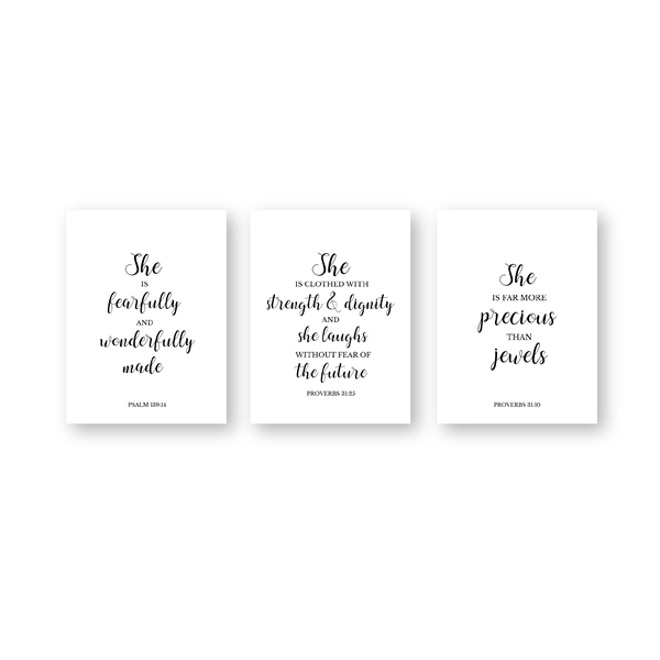 Minimalist Typographic Bible Verse Quotes Wall Art Black White Fine Art Canvas Prints Modern Poster For Girls Bedroom Dressing Room Decor Nordic Style Wall Art Decor