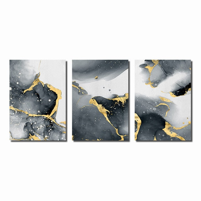 Liquid Golden Black Marble Modern Interiors Wall Art Fine Art Canvas Prints Luxury Pictures For Living Room Bedroom Contemporary Home Office Decoration