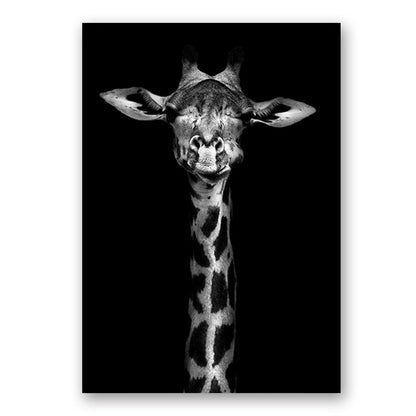 Black & White Wild Animals Wall Art Minimalist Nordic Style Fine Art Canvas Prints Modern Pictures Of Nature For Living Room Bedroom Home Office Decor
