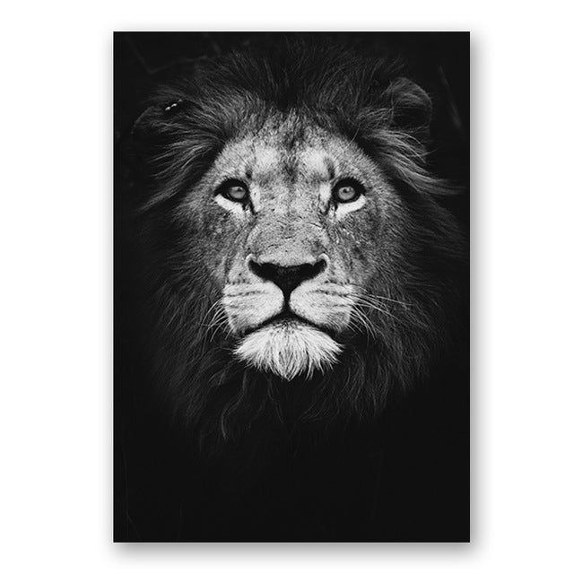 Black & White Wild Animals Wall Art Minimalist Nordic Style Fine Art Canvas Prints Modern Pictures Of Nature For Living Room Bedroom Home Office Decor