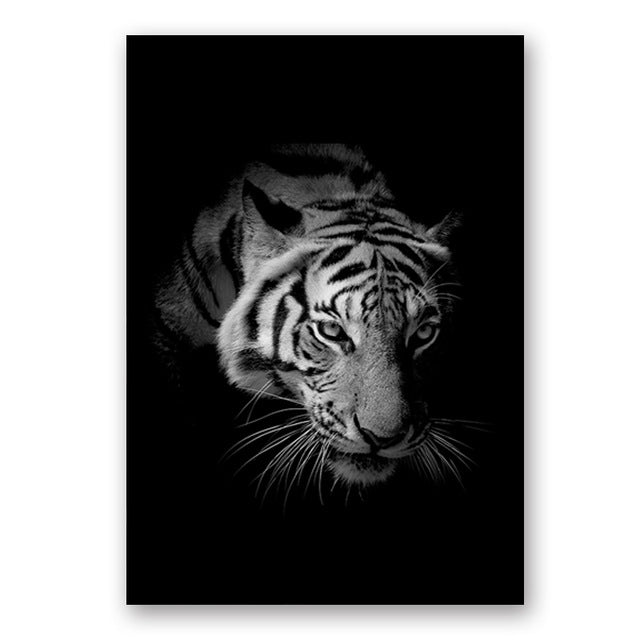 Black & White Wild Animals Wall Art Minimalist Nordic Style Fine Art Canvas Prints Modern Pictures Of Nature For Living Room Bedroom Home Office Decor