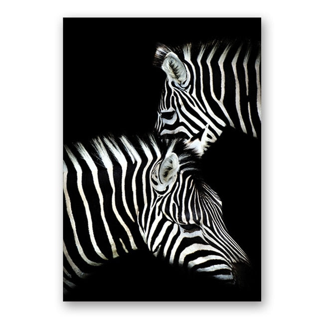 Black & White Wild Animals Wall Art Minimalist Nordic Style Fine Art Canvas Prints Modern Pictures Of Nature For Living Room Bedroom Home Office Decor