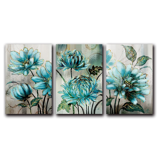 Blue Flowers Bathed In Sunshine Modern Wall Art Floral Pictures Fine A ...