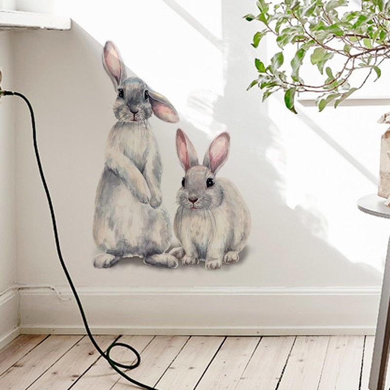 Bunny Rabbits Wall Decals Removable PVC Wall Stickers For Kids Room Nursery Room DIY Wall Decorations For Children's Room Kindergarten Wall Decor