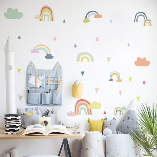 Rainbow Clouds Nursery Decor Wall Decal Removable Peel-and-stick Vinyl PVC Wall Decal For Kids Bedroom Wall Simple Creative DIY Wall Art Home Decor